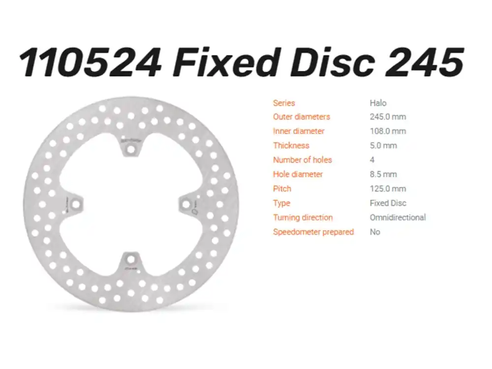 Moto-Master Bremsscheibe Halo hinten passend für Ducati Hypermotard / Hyperstrada / Monster - 110524 Neue Ware