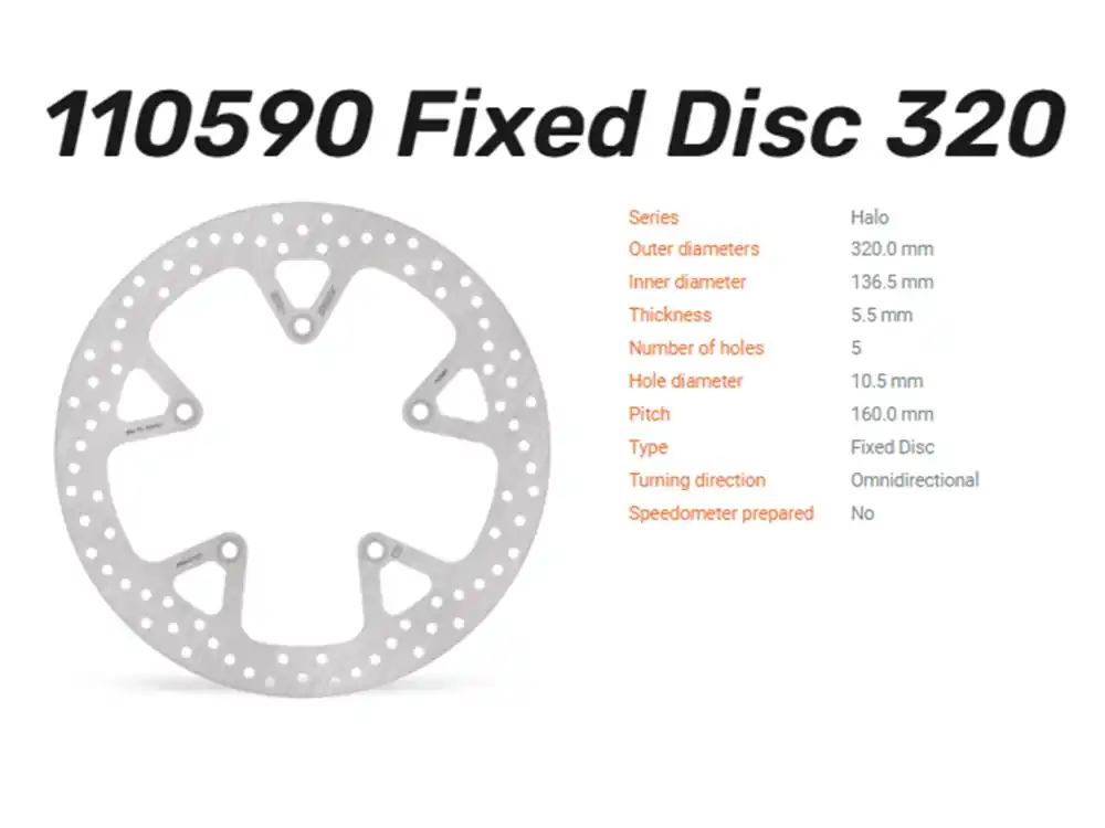 Moto-Master Bremsscheibe Halo hinten passend für BMW K 1600 B / GT / GTL - 110590 Neue Ware