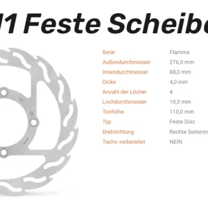 Neuheit Moto-Master Bremsscheibe Flame vorne passend für Honda - 110411