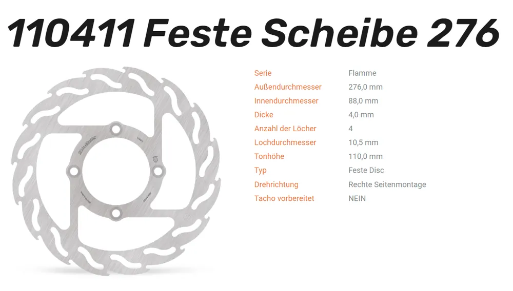 Neuheit Moto-Master Bremsscheibe Flame vorne passend für Honda - 110411