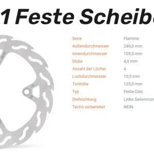 Moto-Master Bremsscheibe Flame vorne passend für Honda - 110541 Geprüft