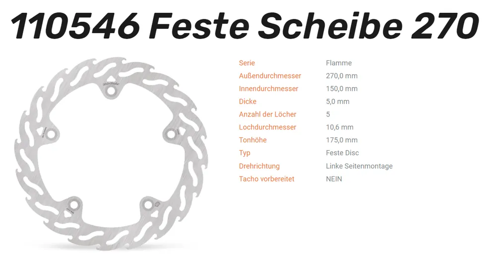 Moto-Master Bremsscheibe Flame vorne passend für BMW - 110546 Angebot