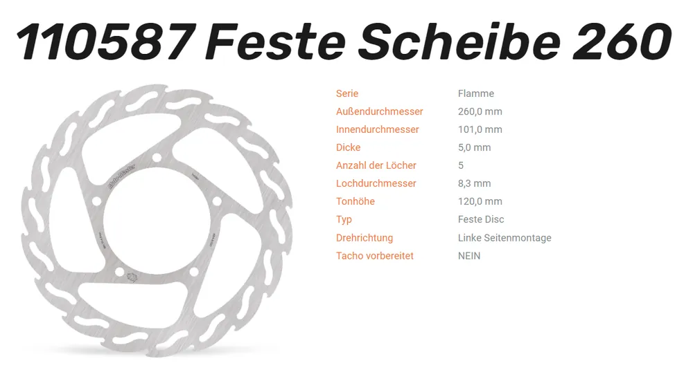Direkt Vom Hersteller Moto-Master Bremsscheibe Flame vorne passend für Peugeot - 110587