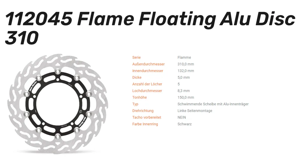 Moto-Master Bremsscheibe Floating-Alu Offset Halo-Serie passend für Yamaha - 112045 Top-Preis