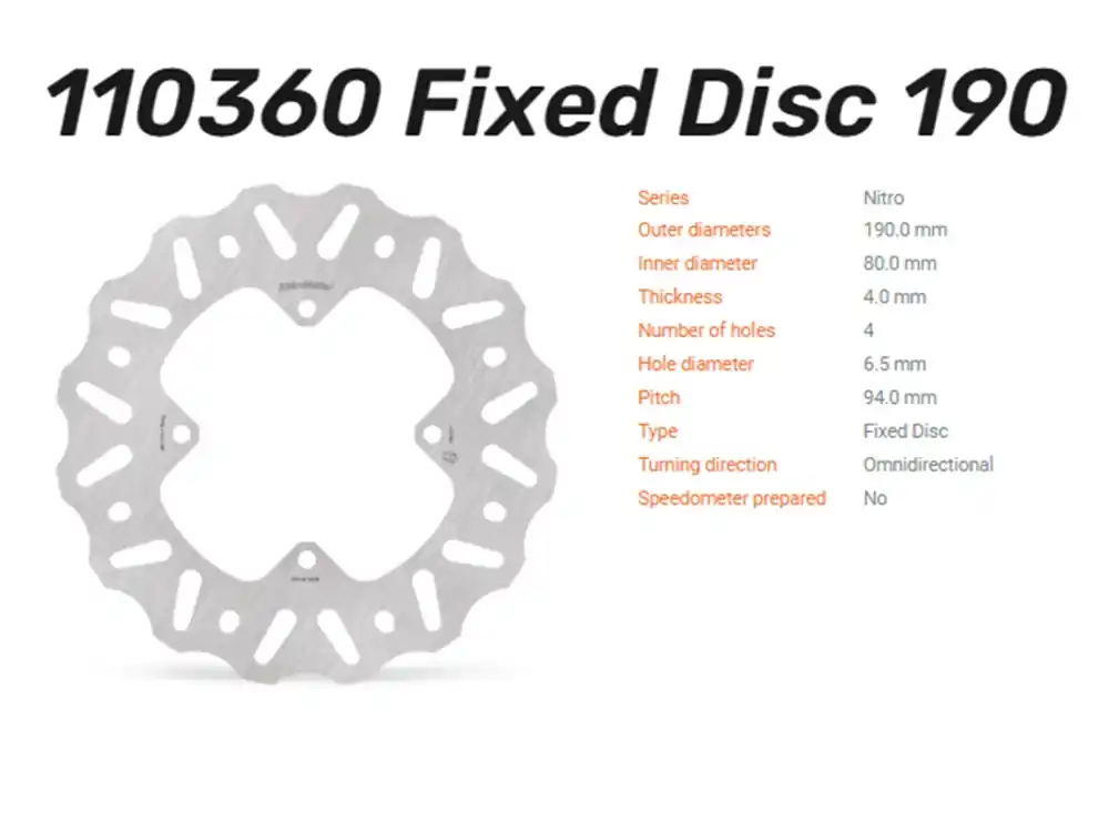 Markenware Moto-Master Bremsscheibe Nitro hinten passend für Honda CR 80 / 85 / CRF 150 - 110360