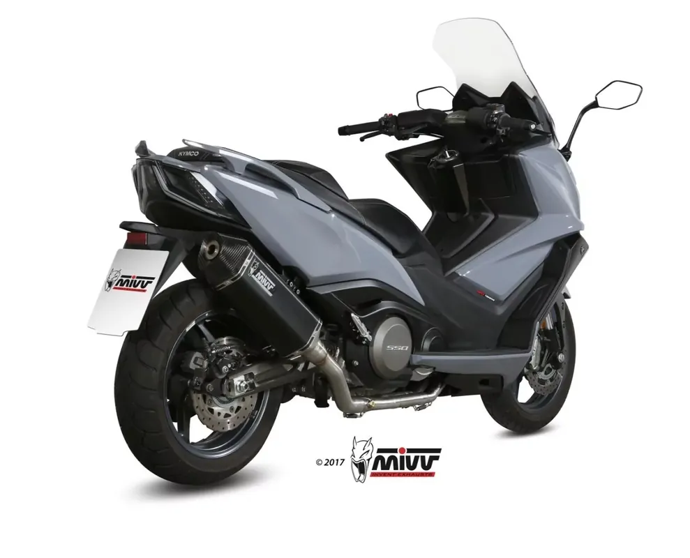 Markenware MIVV Speed Edge Komplettanlage Edelstahl Schwarz passend für Kymco AK 550 2017–