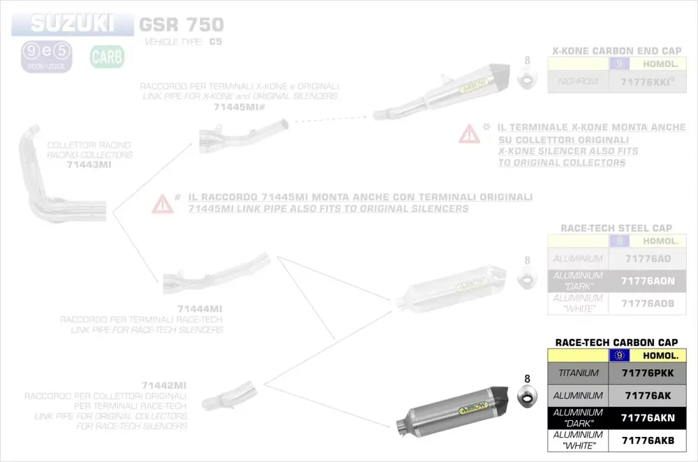 Markenware Arrow Race-Tech Endschalldämpfer Aluminium Schwarz passend für Suzuki GSR 750 & GSX-S 750
