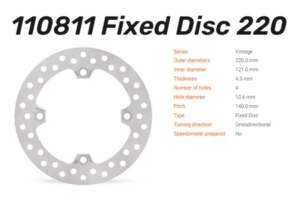 Moto-Master Bremsscheibe Vintage hinten passend für Honda CR 125 / 250 / 500 - 110811 Neu