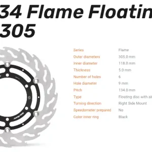Zertifiziert Moto-Master Bremsscheibe Flame Floating Alu-Disc vorne passend für BMW - 112034