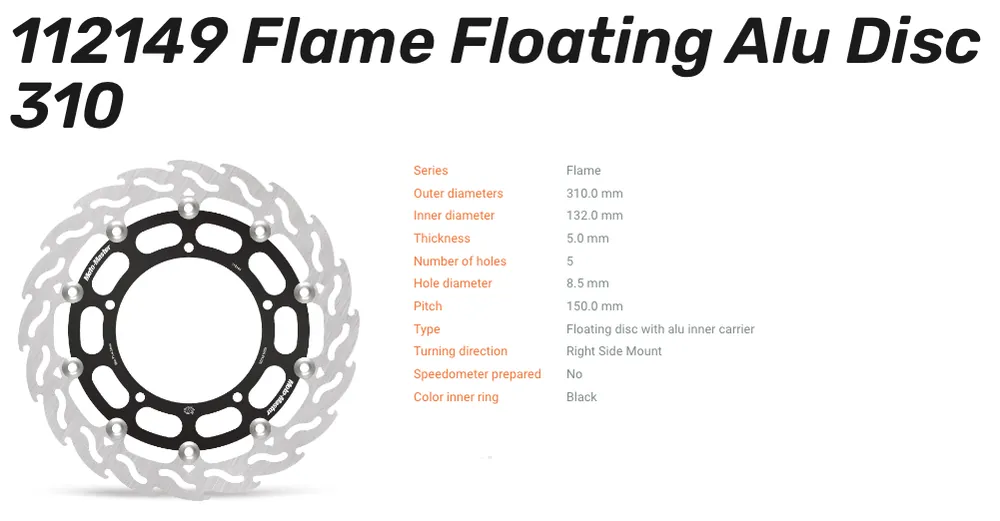 Moto-Master Bremsscheibe Flame Floating Alu-Disc vorne passend für Yamaha - 112149 Gratis Versand