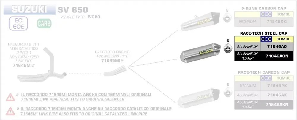 Arrow Race-Tech Endschalldämpfer Aluminium schwarz passend für Suzuki SV 650 16-20 Preis Gesenkt