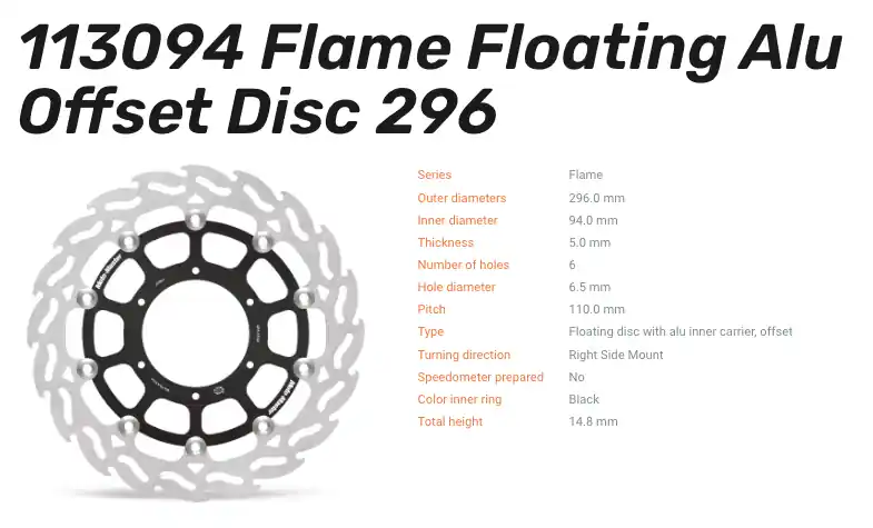 Moto-Master Bremsscheibe Flame Floating-Alu Disc Offset vorne passend für Honda - 113094 Begrenztes Angebot