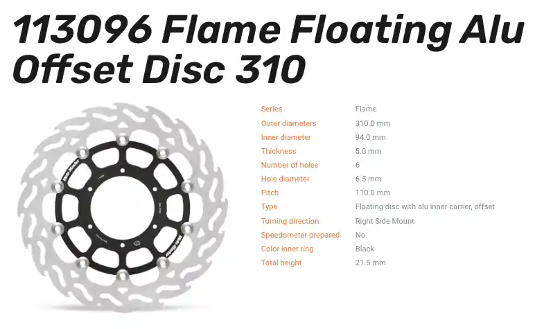 Kracherpreis Moto-Master Bremsscheibe Flame Floating-Alu Disc Offset vorne passend für Honda - 113096