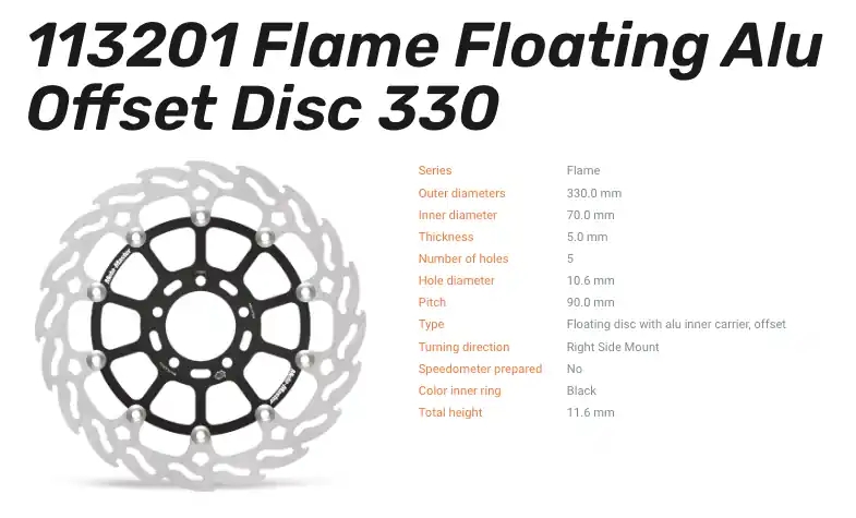 Schnäppchen Moto-Master Bremsscheibe Flame Floating-Alu Disc Offset vorne passend für Kawasaki - 113201