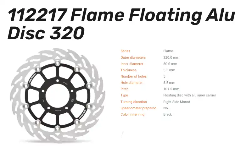 Moto-Master Bremsscheibe Floating-Alu Flame-Racing-Serie vorn passend für MV Agusta - 112217 Geprüft