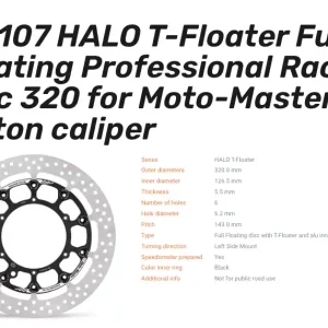 Moto-Master schwimmende Rennscheibe Halo T-Floater vorn passend für GasGas/Husqvarna/KTM - 116107 Neu Im Sortiment