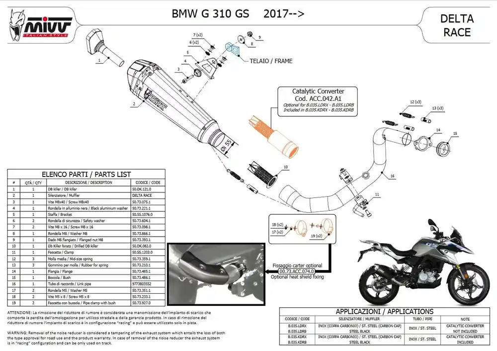Kostenloser Versand MIVV Delta Race Black Endschalldämpfer passend für BMW G 310 GS 18-22