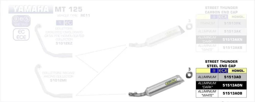 Finale Aktion Arrow Endschalldämpfer Thunder Aluminium Dark passend für Yamaha MT 125