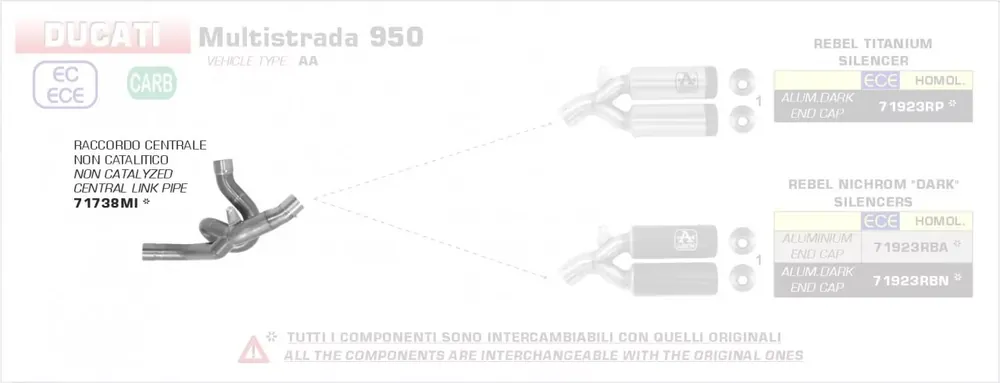 Rabatt Arrow Katersatzrohr passend für DUCATI MULTISTRADA 950 2019-2020