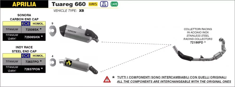 Saisonangebot Arrow Krümmer Edelstahl passend für Aprilia Tuareg 660 22-