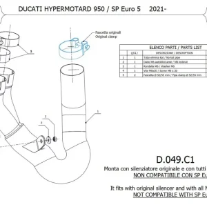 Kostenloser Rückversand MIVV Katersatzrohr passend für Ducati Hypermotard 950 19-24
