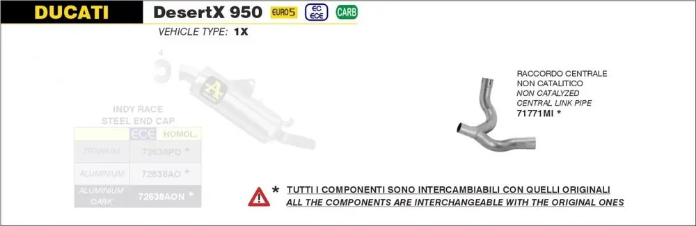 Arrow Katersatzrohr passend für DUCATI Desert X 950 2022 Garantierte Lieferung