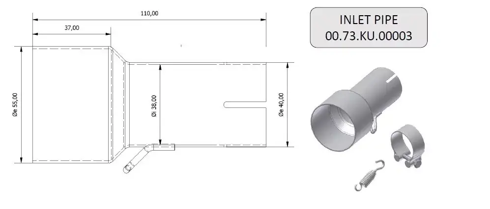 Nur Für Kurze Zeit MIVV Verbindungsrohr 55 auf 38 mm