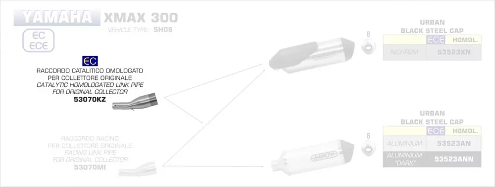 Arrow Verbindungsrohr mit Kat passend für Yamaha X-MAX 300 (2017–2020) Angebot