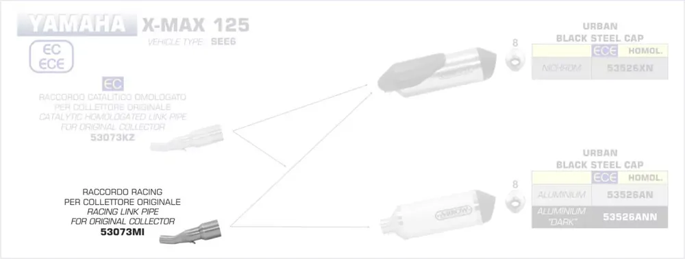 Top-Seller Arrow Verbindungsrohr ohne Kat passend für Yamaha X-MAX 125 18-20