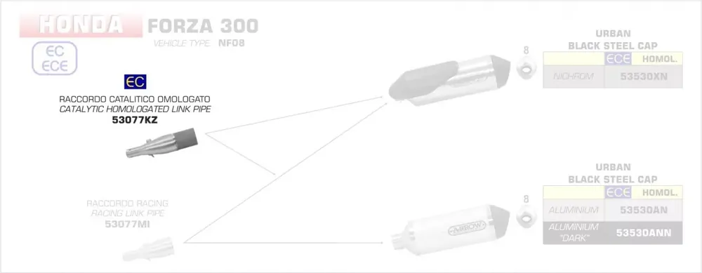 Kracherpreis Arrow Verbindungsrohr mit Kat passend für Honda Forza 300 18-19