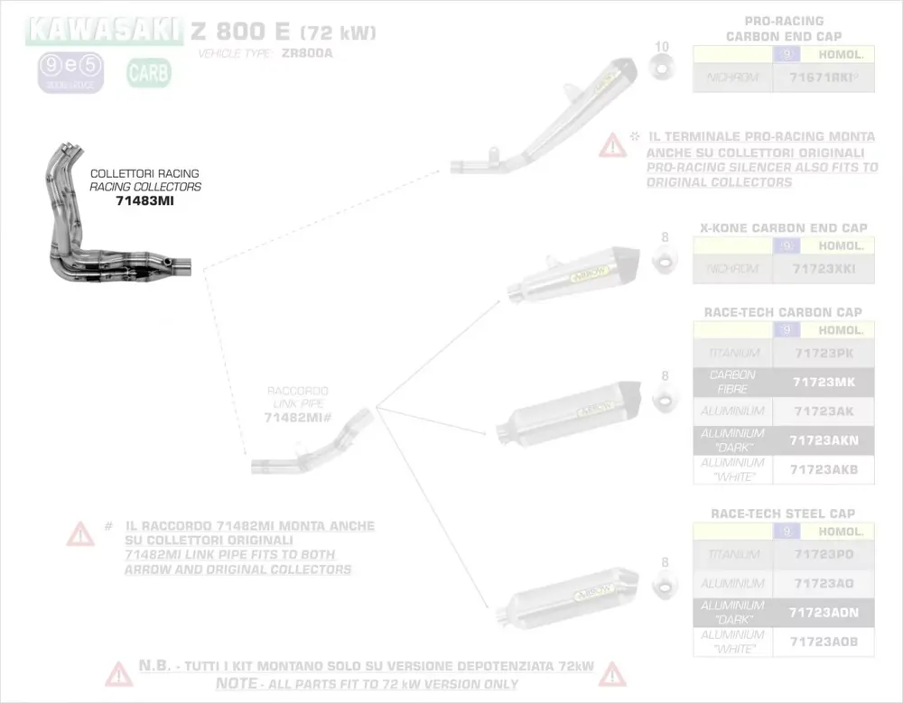 Arrow Racing Krümmer passend für Kawasaki Z 800 E 13-16 Solange Der Vorrat Reicht