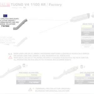 Begrenztes Angebot Arrow Verbindungsrohr mit Kat passend für Aprilia V4 1100 RR / Factory