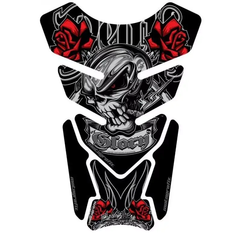 Motografix Death or Glory 3D Gel Tankpad Protector Schwarz / Rot Universal Billig
