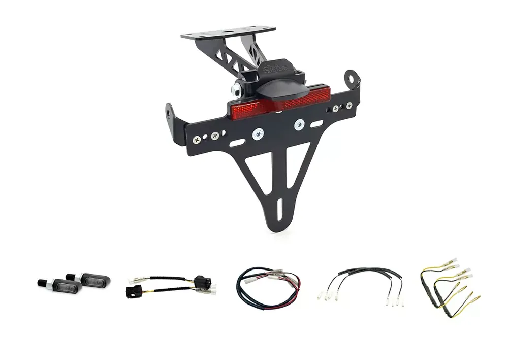 Neuheit alpha Technik Kennzeichenhalter-Blinker-Kit M-LED passend für Yamaha MT-07 RM33/RM34 ab 2021 (Hinten)