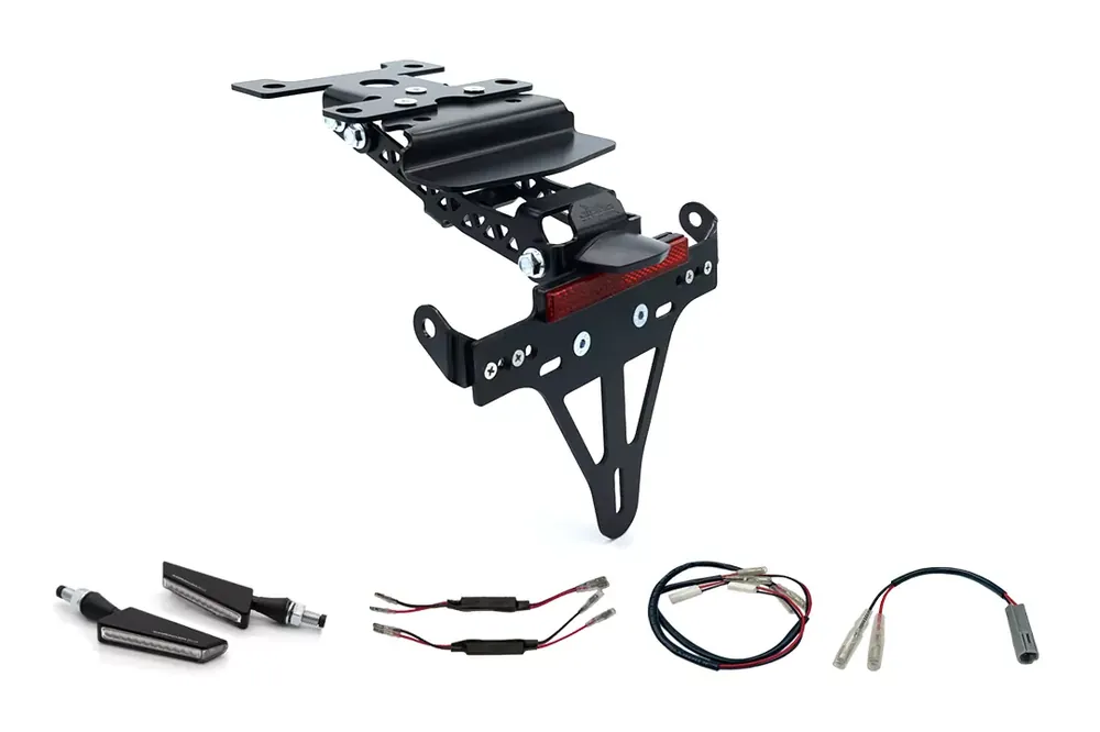 Zertifiziert alpha Technik Kennzeichenhalter-Blinker-Kit SQ-LED passend für Yamaha Tenere 700 ab Modelljahr 2019 (Hinten)