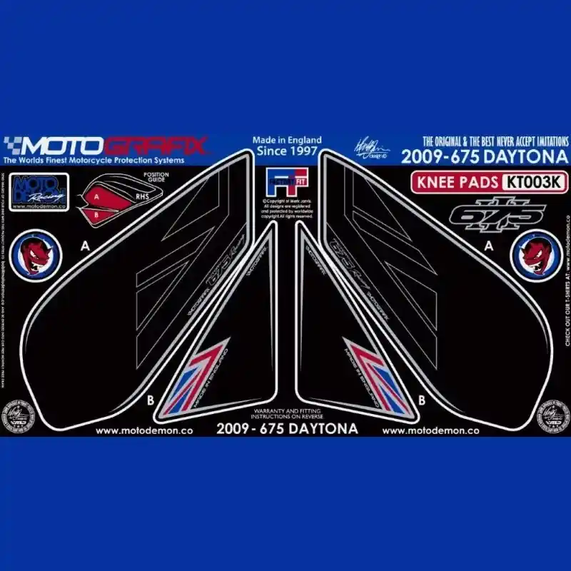 Highlight Motografix Tankschutz Knie Pads passend für Triumph Daytona 675 2009