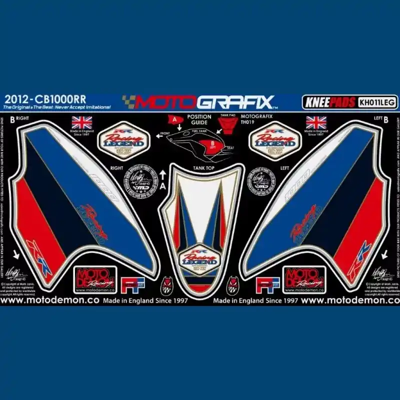 Wochenendangebot Motografix Tankschutz Knie Pads passend für Honda CBR 1000 RR Fireblade 2012-2016