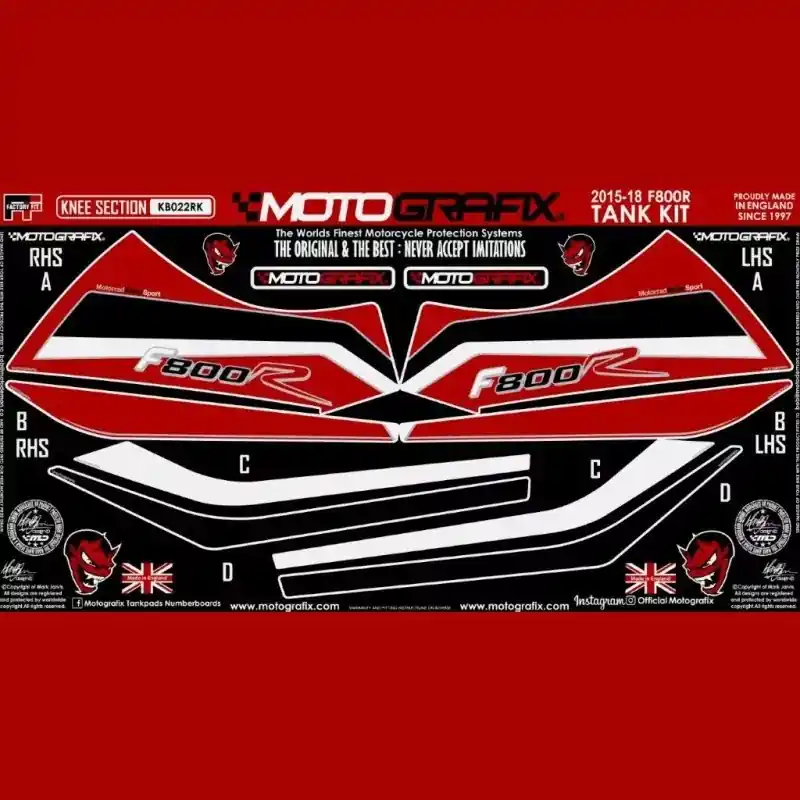 Motografix Tankschutz Knie Pads passend für BMW F800 R 2015 Versand Am Gleichen Tag