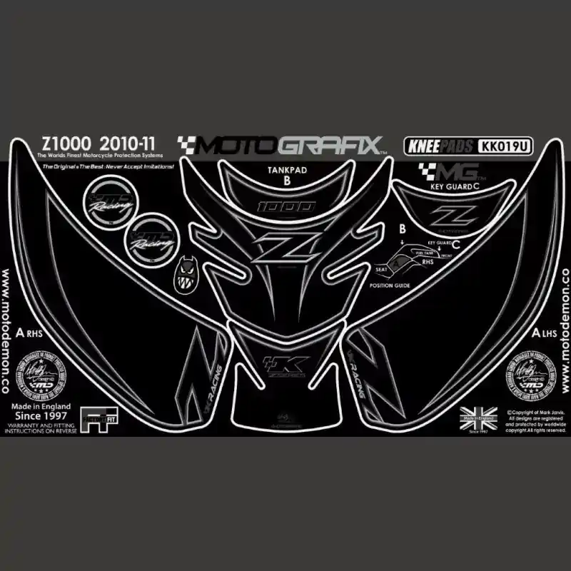Motografix Tankschutz Knie Pads passend für Kawasaki Z1000 2010 Rabatt