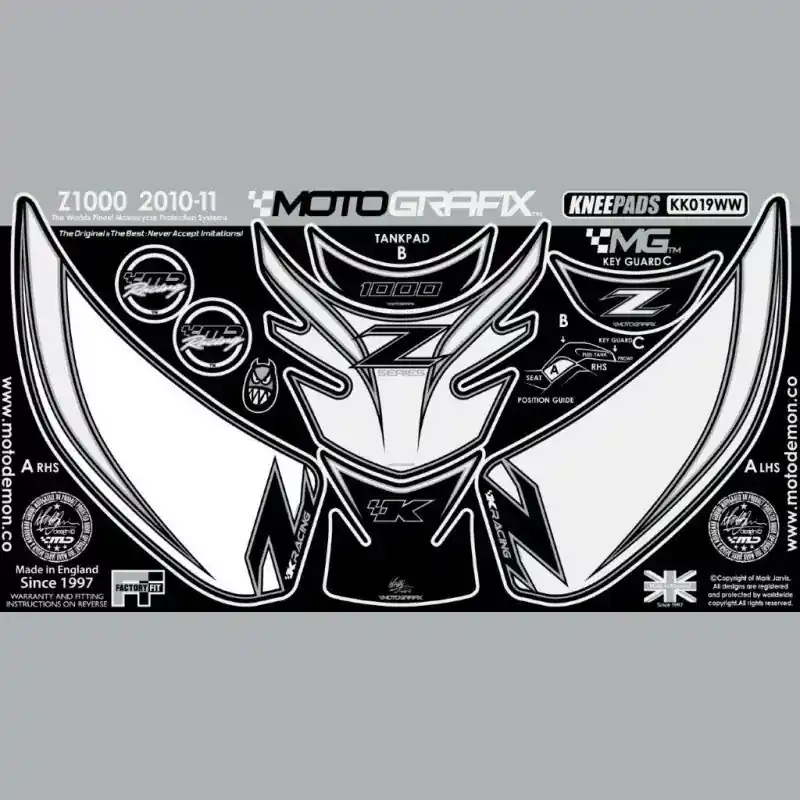 Neuheit Motografix Tankschutz Knie Pads passend für Kawasaki Z1000 2010
