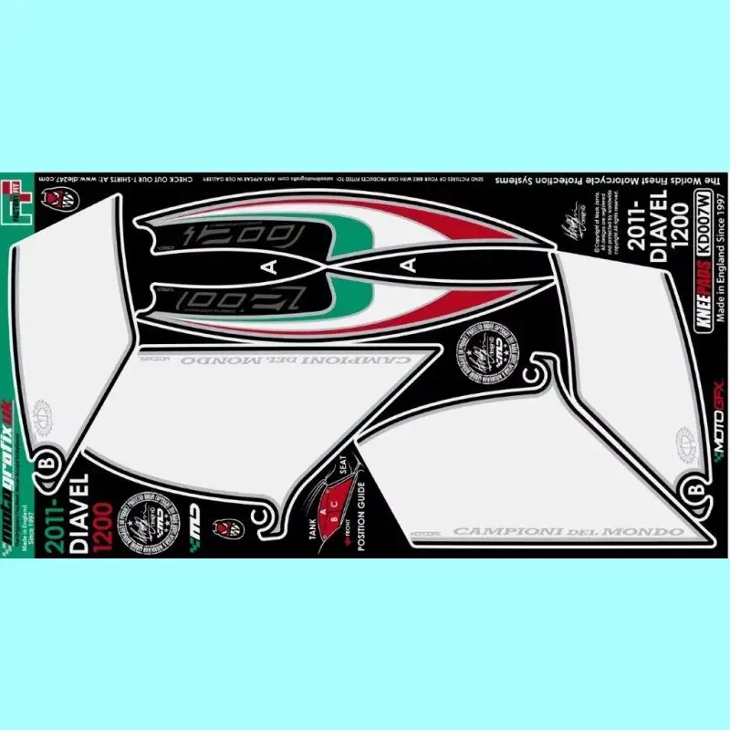 Motografix Tankschutz Knie Pads passend für Ducati DIAVEL 1200 KD007W Preisreduziert
