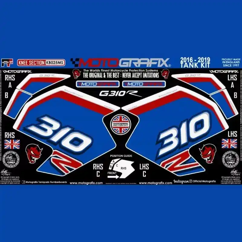 Motografix Tankschutz Knie Pads passend für BMW G310R 2016 Preisreduziert