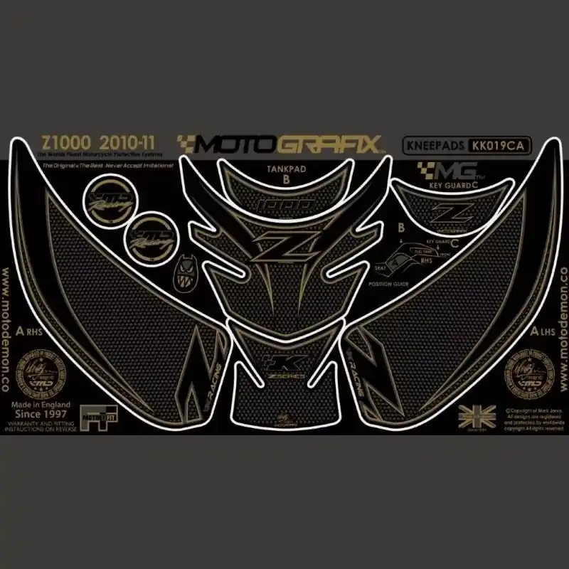 Motografix Tankschutz Knie Pads passend für Kawasaki Z1000 2010- KK019CA Sofort Bestellen