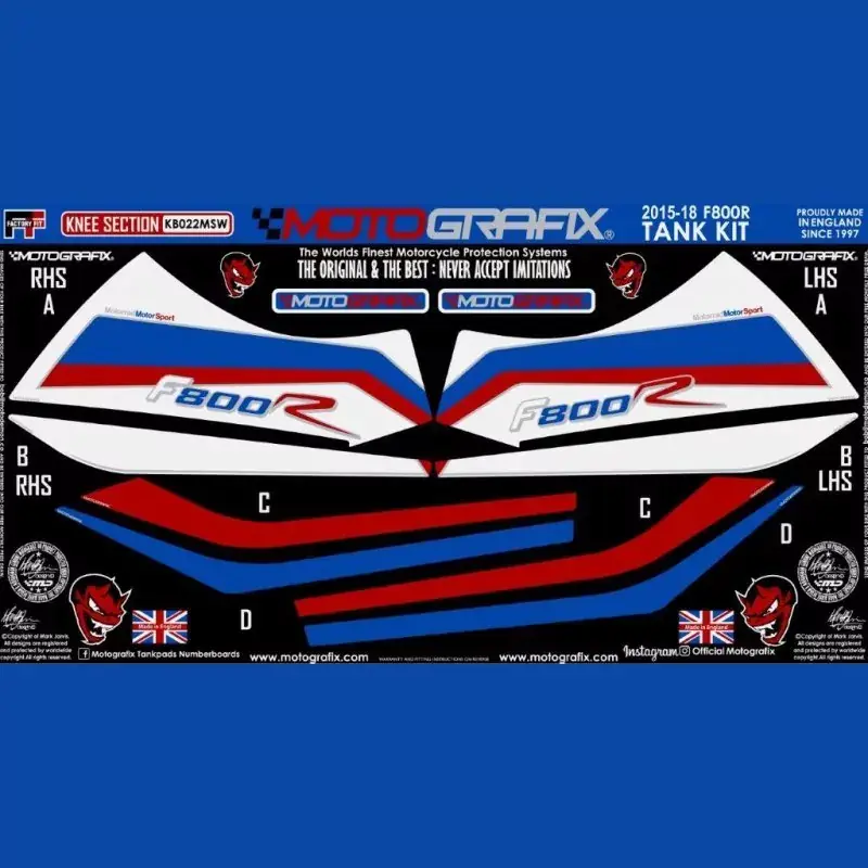 Motografix Tankschutz Knie Pads passend für BMW F800 R 2015 Garantierte Lieferung
