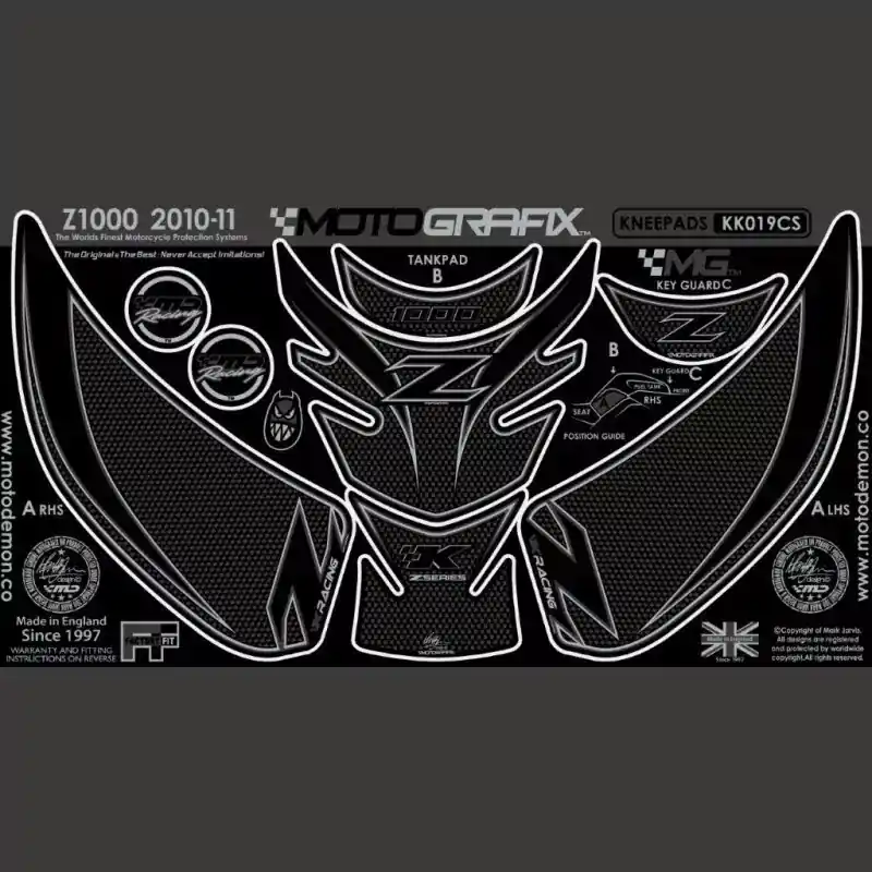 Preisreduziert Motografix Tankschutz Knie Pads passend für Kawasaki Z1000 2010