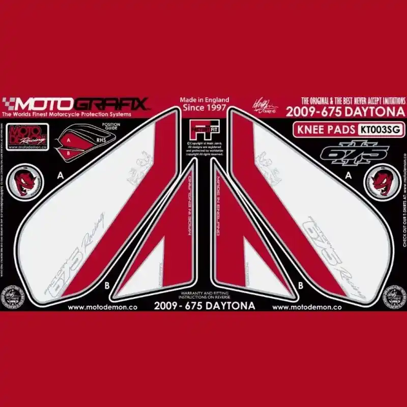 Letzte Chance Motografix Tankschutz Knie Pads passend für Triumph Daytona 675 2009