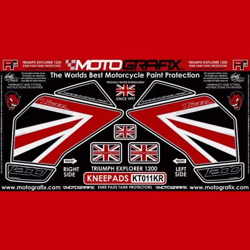 Motografix Tankschutz Knie Pads passend für Triumph TIGER 1200 2012-2017 KT011KR Markenprodukt