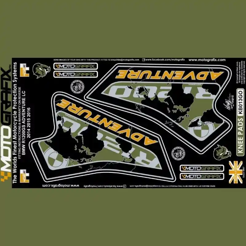 Motografix Tankschutz Knie Pads passend für BMW R1200 GS Adventure 2014 Ausverkauf