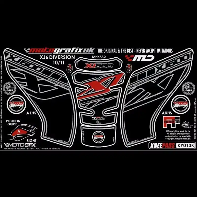 Motografix Tankschutz Knie Pads passend für Yamaha XJ6 Diversion 2010 Versand Am Gleichen Tag