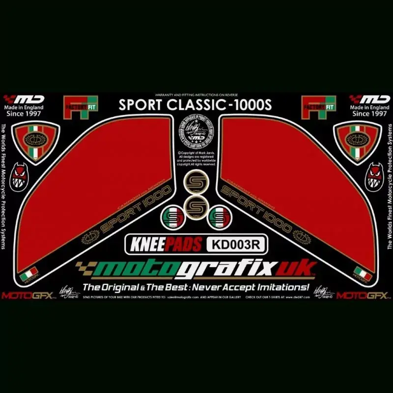 Motografix Tankschutz Knie Pads passend für Ducati Sport Classic 1000 / S Nur Für Kurze Zeit